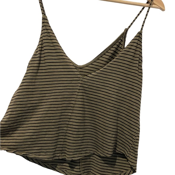 Zara Olive Green Striped Tank Top Size S - Picture 2 of 7